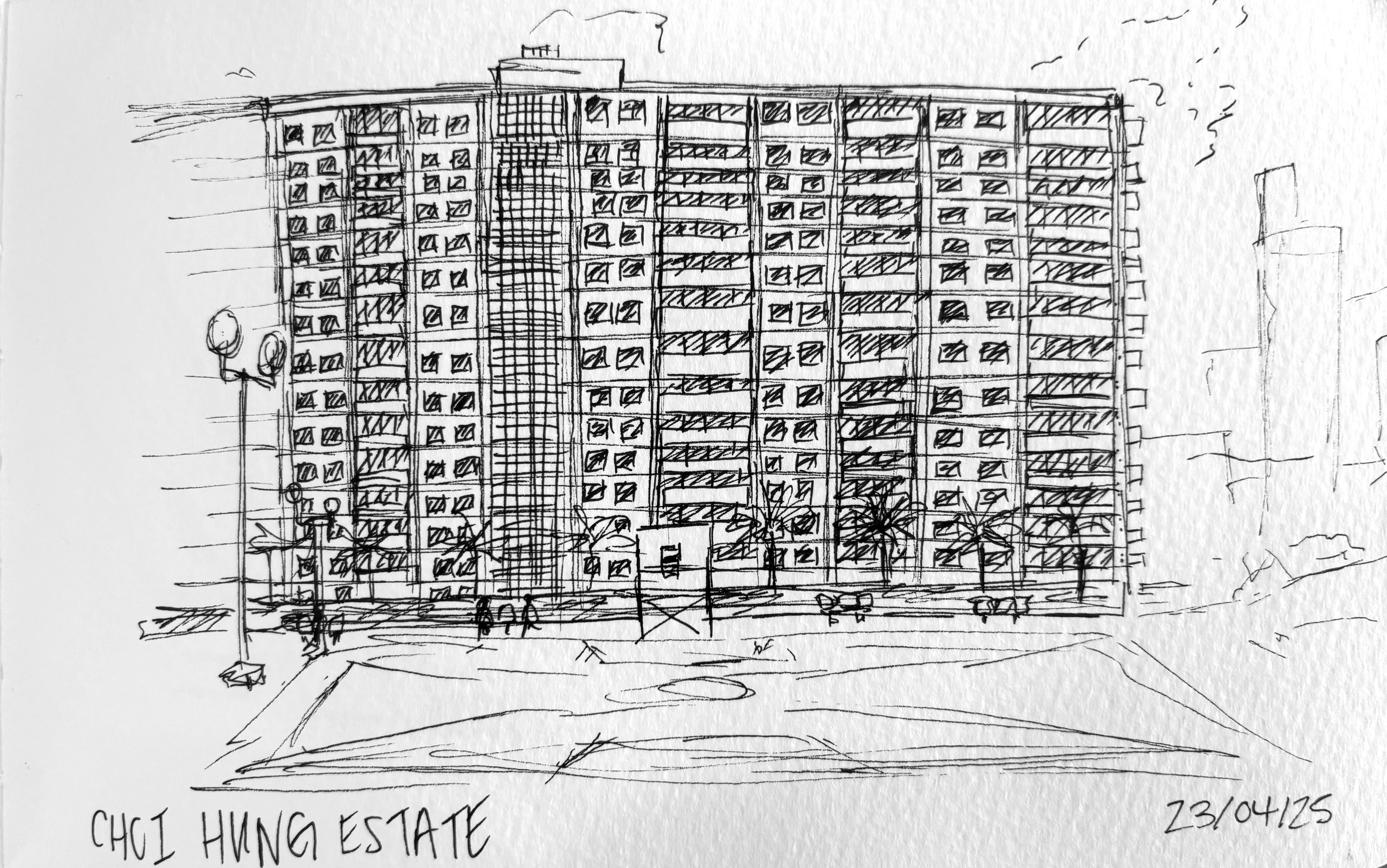 A black and white sketch